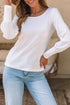 Ribbed Bishop Sleeve Round Neck Top